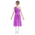 thumbnail image 2 of inhzoy Girls Lyrical Ballet Dance Dress Ruffled Hem for Daily Practice Competition Warm-ups Skating Competition Purple 10, 2 of 7