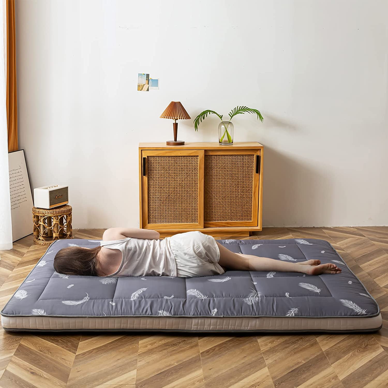 Maxyoyo Extra Thick Futon Floor Mattress, Padded Japanese Folding Roll Up Mattress Sleeping Pad, Foldable Camping Portable Mattress Shikibuton Maxyoyo Extra Thick Futon Floor Mattress, Padded Japanese Folding Roll Up Mattress Sleeping Pad, Foldable Camping Portable Mattress Shikibuton