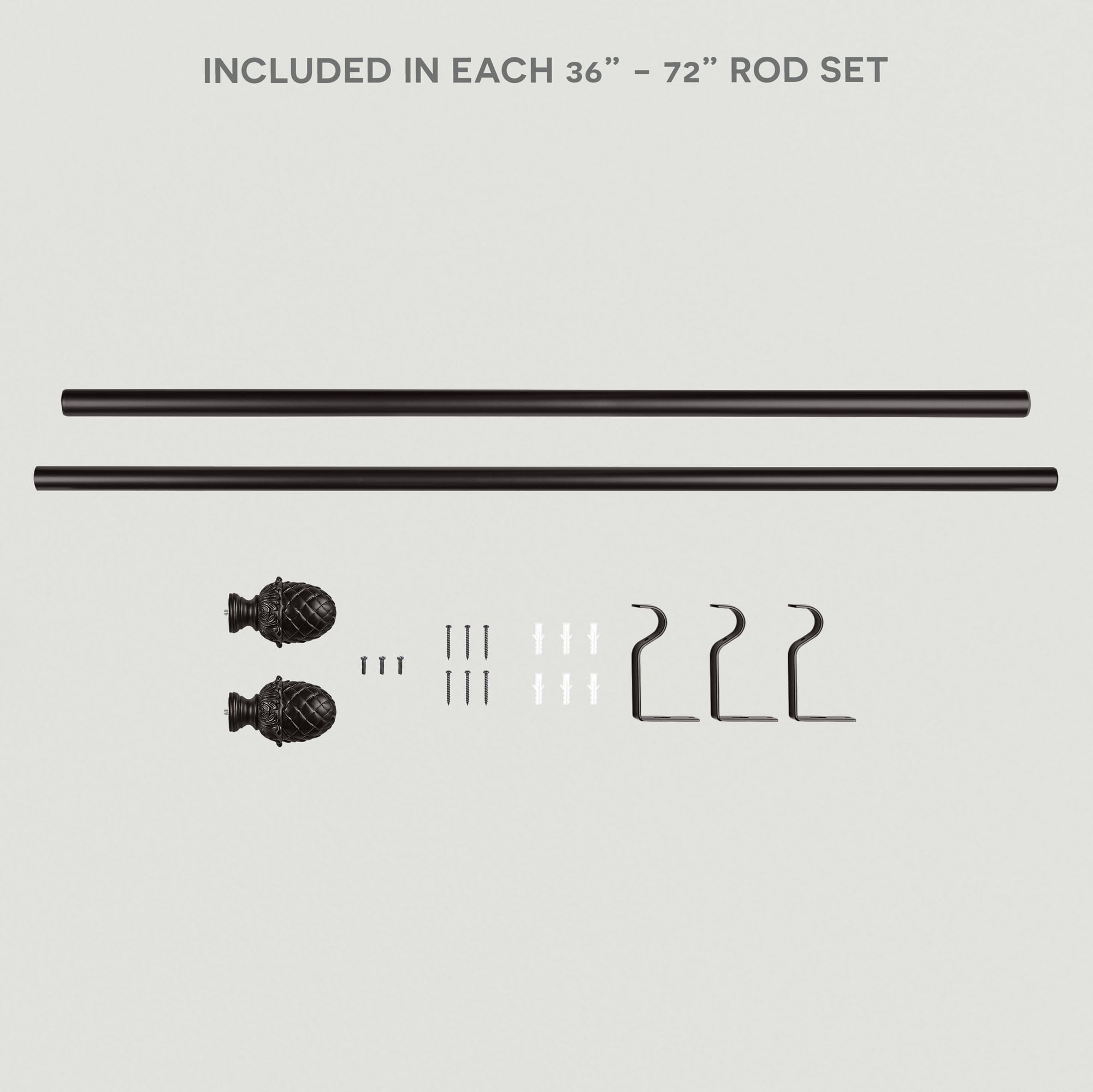 Exclusive Home Acorn 1" Curtain Rod and Coordinating Finial Set, Matte Bronze, Adjustable 36"-72"