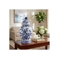 thumbnail image 3 of Classic Ceramic Jar for Living Room Decor - Traditional Display with Pattern Detail for Home Styling - Decorative Flower Vase for Room, Bedroom, House, Office, and Table Placement - 18", Blue & White, 3 of 15
