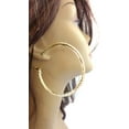 thumbnail image 3 of Large Crystal Hoop Earrings 2.75 inch Gold Tone Hoop Rhinestone Hoops, 3 of 3