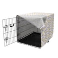 thumbnail image 3 of Purple and Yellow Dog Crate Cover, Halloween Scary Skeleton Themed Plenitude Skull Printings, Easy to Use Pet Kennel Cover for Dogs, 35" x 23" x 27", Mustard Violet and White, by Ambesonne, 3 of 6