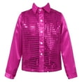 thumbnail image 1 of MSemis Chemises à Sequins pour Enfants Garçons Filles Costume de Danse de Rue Jazz Latin Rose Vif 130, 1 of 6