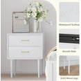 thumbnail image 4 of 26 H White Nightstand with 2 Drawers, Small Night Stand with Gold Handles, Bedside Table with Solid Wood Legs, Tall Nightstands for Bedroom, 4 of 7
