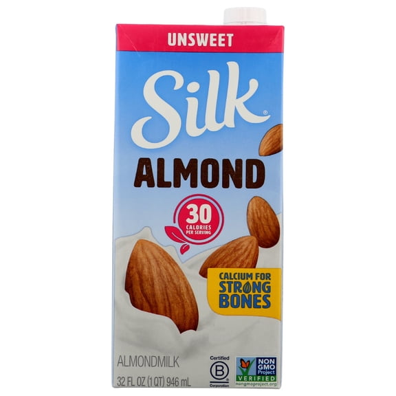Silk Almond Milk, Unsweetened Original, 32 oz Aseptic Box