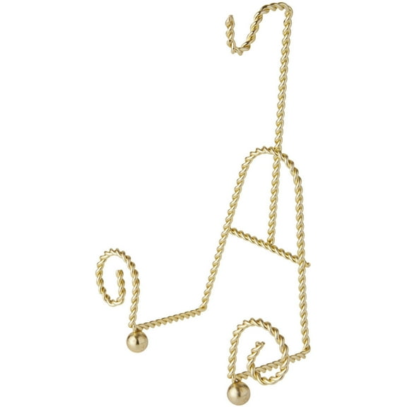 Bard's Scroll Twisted Gold-toned Cup and Saucer Stand, 6.5" H x 5" W x 2.5" D