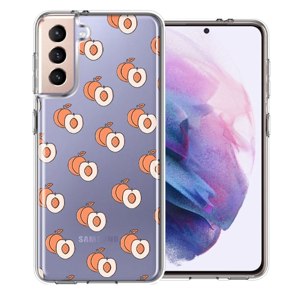 MUNDAZE For Samsung Galaxy S21 Polka Dot Peaches Design Double Layer Phone Case Cover