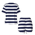 thumbnail image 5 of Naloa Navy Blue And White Stripes Women's Short-Sleeved Pajama Set, Loungewear, Summer pajamas, Breathable Cozy - XX-Large, 5 of 9