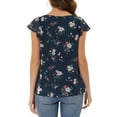 thumbnail image 4 of MODA NOVA Juniors Square Neck Ruffled Short Sleeve Floral Chiffon Blouse, 4 of 7