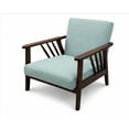 thumbnail image 4 of Toytexx Mid-Century Modern Accent Chair, Solid Wood Frame Armchair with Slatted Arms and Cushioned Fabric Upholstery, Single Lounge Chair for Living Room, Bedroom, or Office, Light Green, 4 of 6