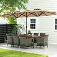 thumbnail image 2 of Spaco 10 Pieces Patio Wicker Dining Set, Table with 15 Feet Double-Sided Patio Umbrella, Dining Set for Outdoor, Brown, 2 of 11