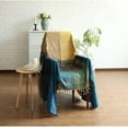 thumbnail image 4 of 150cm*190cm, Bleu, 1pc Coton Simple Couverture De Canap, Couverture Tricote Franges, Patchwork Rversible, Couverture Dcorative Chaude Pour La Maison,, 4 of 5