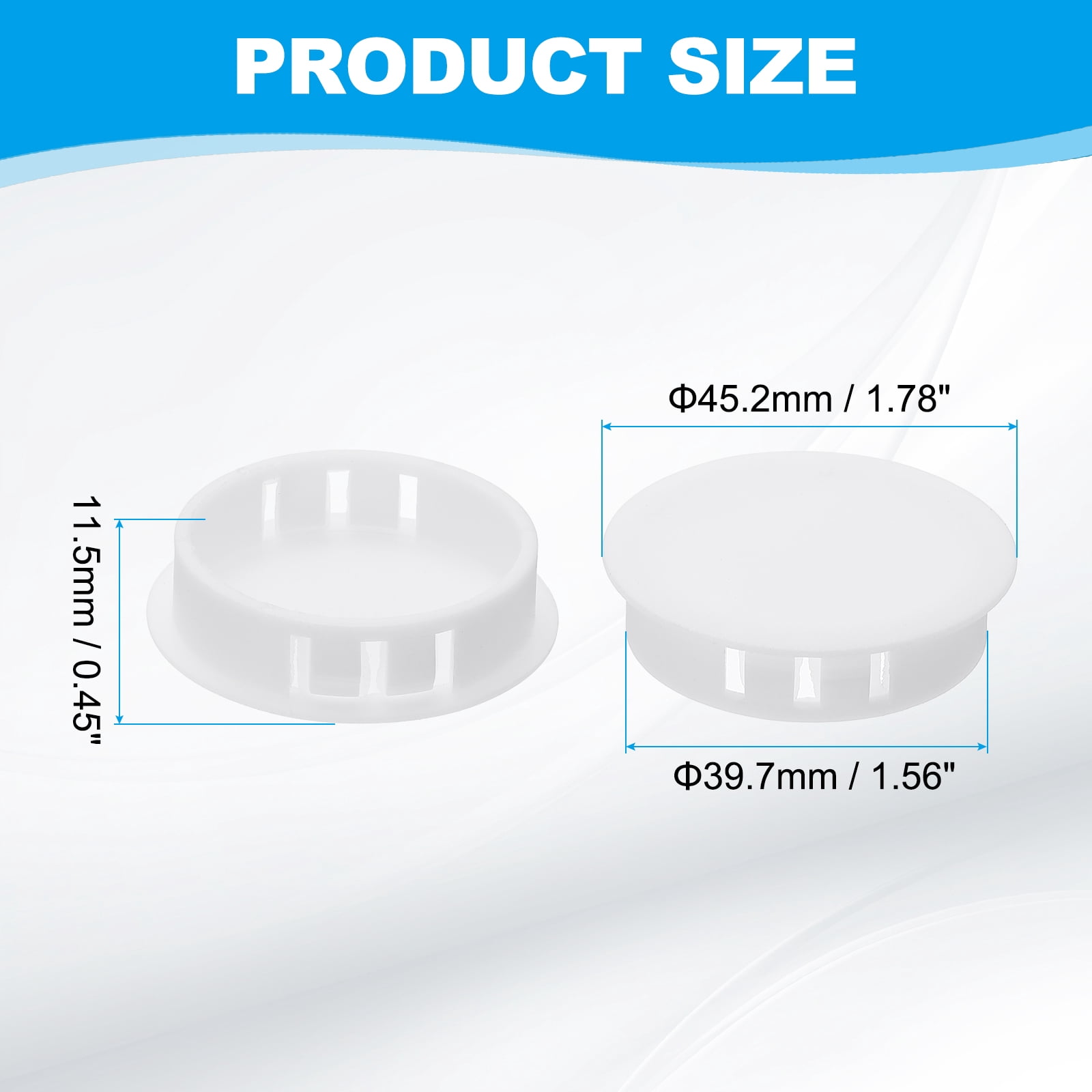 Uxcell Plastic Screws Hole Plugs, 55 Pcs 1 3/5"(40mm) Round Plastic Hole Caps Snap Desk Grommet Buckle Knockout Locking Covers Furniture Insert End Cap for Kitchen Cabinet, White