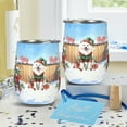 thumbnail image 4 of Merry Christmas Woofmas Xmas Noel Samoyed Elf Candy Cane Snow 12oz Stainless Steel Wine Tumbler Insulated Cup with Lid Siberian Sammy Dog Lover - 13017, 4 of 5