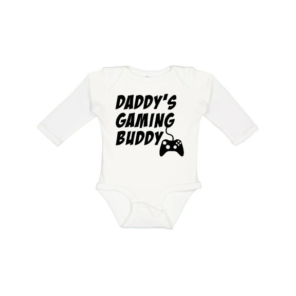Inktastic Daddy's Gaming Buddy with Controller Boys or Girls Long Sleeve Baby Bodysuit