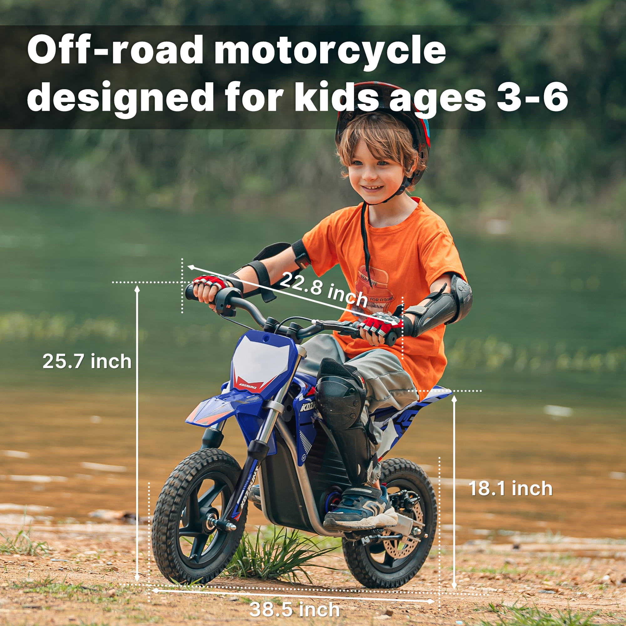 Racing Electric Dirt Bike for Kids, 24V 2.6Ah Motorcycle with Dual Shock Absorption, 12 inch Tires Safe Disc Brake for Ages 3-6 Red