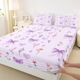 thumbnail image 4 of Erosebridal Dreamy Purple Bow Queen Sheet Sets for Kid, Cartoon Floral Bed Set, 4-Piece, 4 of 5