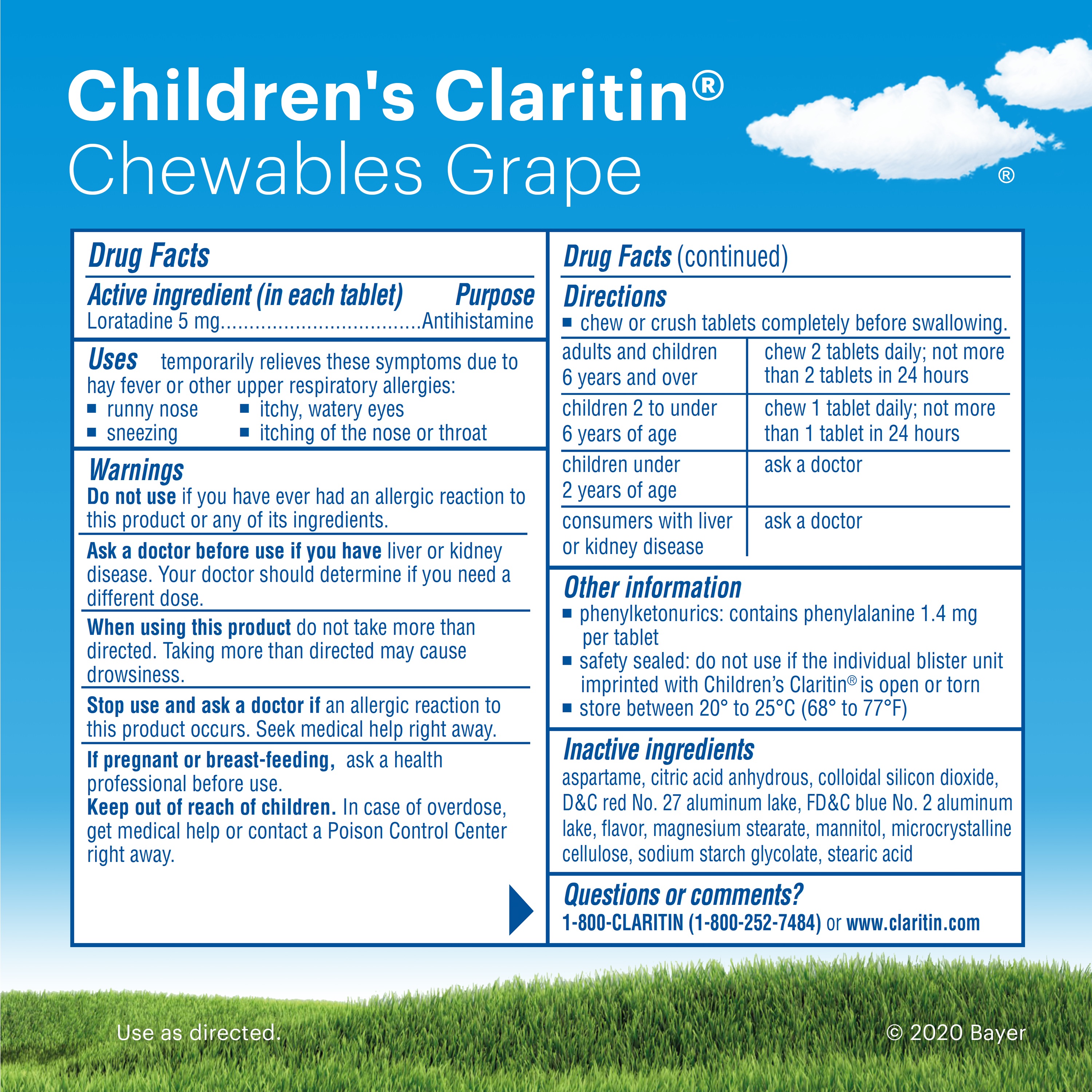 Claritin Allergy Medicine for Kids, Loratadine Antihistamine Grape Chewable Tablets, 60 Ct - image 5 of 13