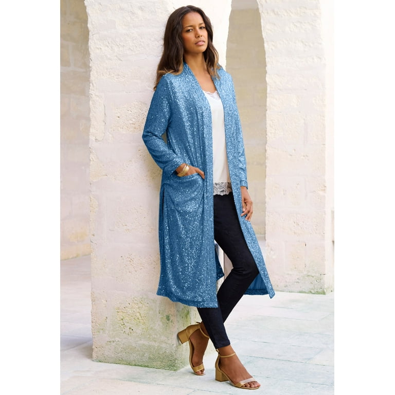 Roaman s Women s Plus Size Sequin Duster Walmart