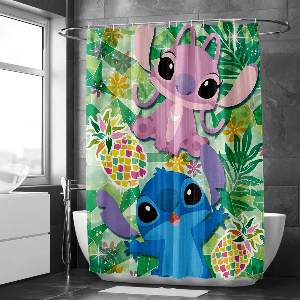 Cartoon Baby Stitch I Love You Shower Curtain or Bathroom set For