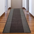 thumbnail image 6 of Runner Rug for Hallway Checkered Bordered Brown Color 26 Inch or 31 Inch Wide by Your Length Choice Slip Resistant Rubber Backing Stain Resistant Pile Stair Runner, 6 of 6