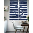 thumbnail image 4 of Nautical Sheer Curtains 72 Inch Long 2 Panels, Navy Blue and White Striped Retro Anchor Light Filtering Rod Pocket Semi Sheer Curtains, Sheer Voile Drapes for Living Room Bedroom, 52"x72", 4 of 5