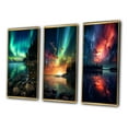 thumbnail image 3 of Designart "Magical Aurora Borealis Serene Arctic Lake V" Northern Lights Framed Wall Art Set Of 3 - Red Traditional Frame Gallery Set For Office Decor, 3 of 6