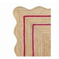 thumbnail image 3 of Wave Scalloped Natural Jute Rug, Handmade Boho Farmhouse Braided Eco-Friendly Indoor Carpet for Living Room, Bedroom, Hallway, Dark Pink, 2.6 X 12 FT, 3 of 5