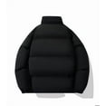 thumbnail image 5 of Dwelliawo Mens Winter Coat Padded Fleece Lined Fashion Jacket Stand Collar Oversized Warm Jackets Casual Thick Cotton Full Zip Solid Coat with Pockets Clearance Black M, 5 of 7