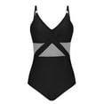 thumbnail image 3 of Bigersell Mesh Swimsuits for Women One-Piece Bathing Suit Retro Ruched Push Up Vintage Padded Swimwear Beach Vacation 1 Piece Swimsuit, Style SW-16, Black, M, 3 of 5