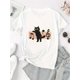 thumbnail image 2 of Women's Fashionable Cat & Music Notes Graphic T-Shirt - Casual Round Neck, Short Sleeve, Comfortable Polyester Blend, Machine Washable Summer Top, 2 of 6