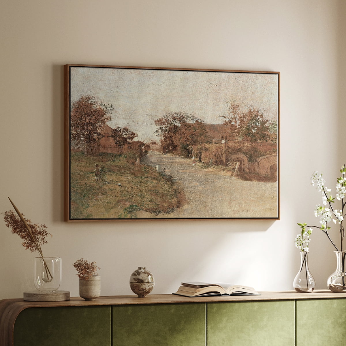 Vintage Animal Print-IX By Wexford Home Framed in Walnut Wood Gallery Wrapped Canvas 25 in. x 37 in.