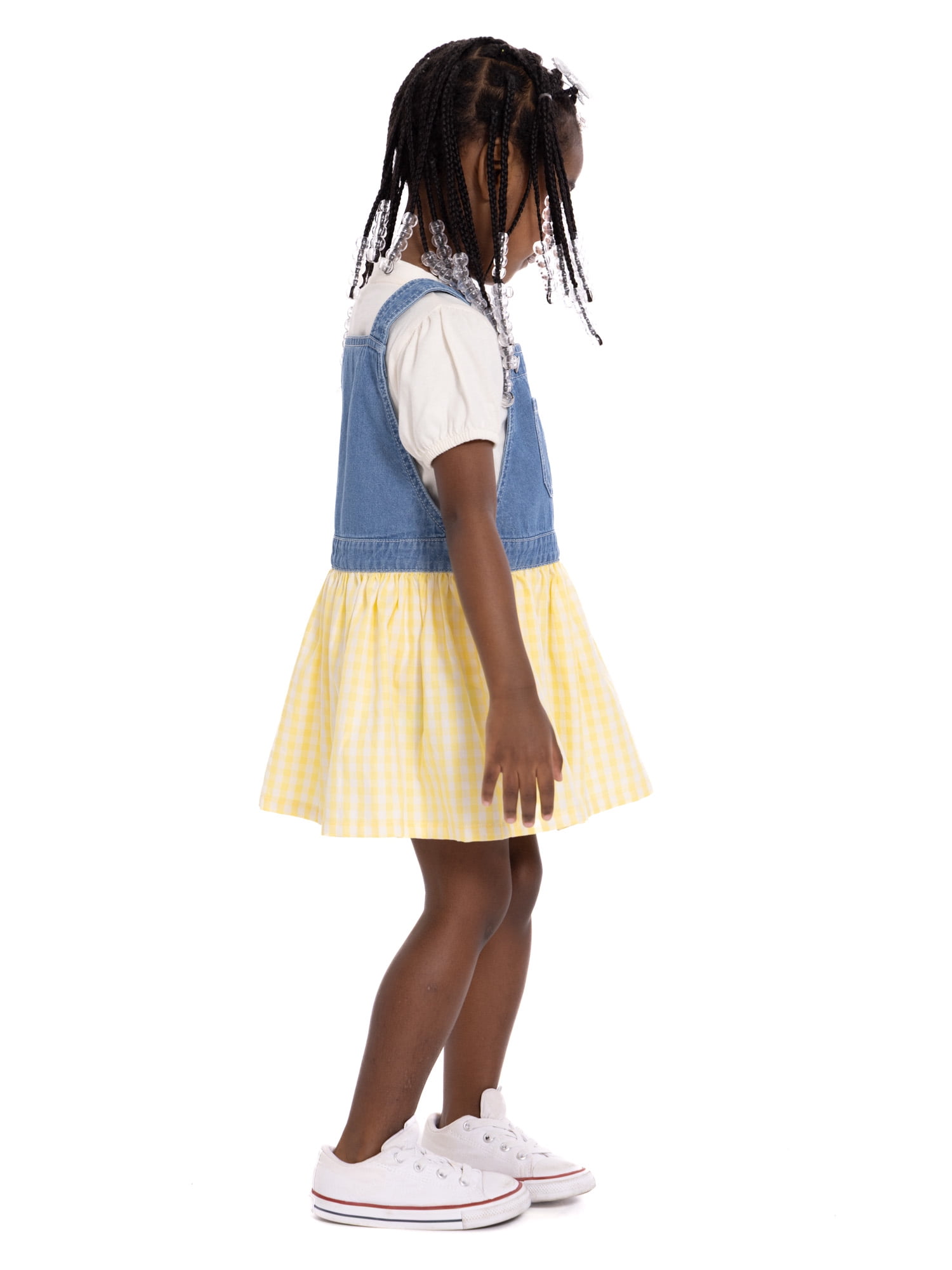 Minnie Mouse Toddler Girls Denim Gingham Skirtall and Puff Sleeve Tee Set, 2-Piece, Sizes 12M-5T