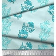 thumbnail image 3 of Soimoi Poly Georgette Fabric Leaves & Floral Block Print Sewing Fabric Yard 42 Inch Wide, 3 of 3