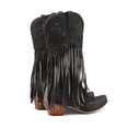thumbnail image 5 of Dakaela Womens Fringe Cowboy Boots Denim Tassel Western Cowgirl Mid Calf Booties with Chunky Heel Black 7.5, 5 of 7