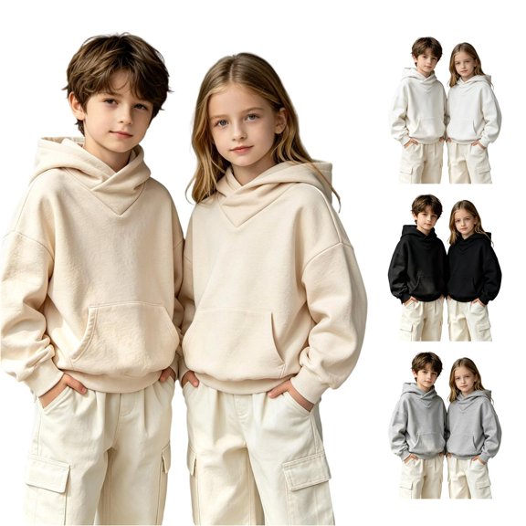 XAOFW Boys Girls Hoodies Solid Color Casual Pocket Long Sleeve Hoodie Sweatshirt Soft Cozy Pullover Hoodies For Everyday Wear Breathable Tops 3-4 Years