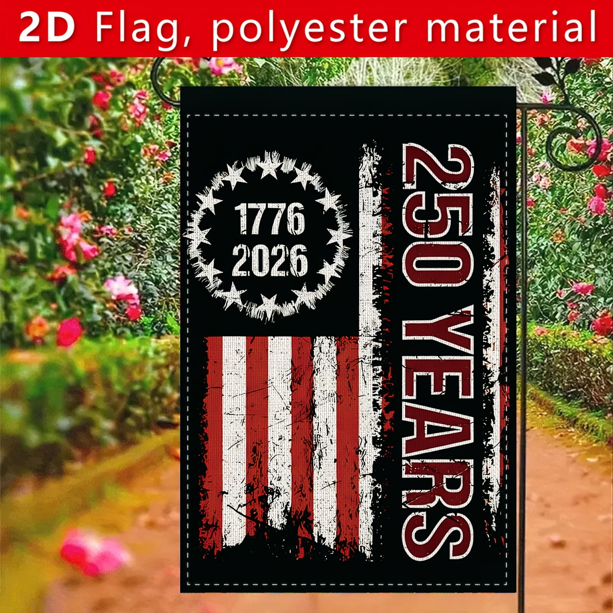 1pc American 250th Anniversary Decoration Background Garden Flag (NO FLAGPOLE), No Need for Power Generation, Polyester Fabric, Decoration During the Anniversary Celebration