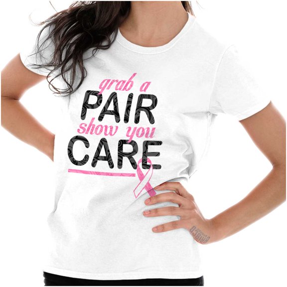 Grab Pair Show You Care Pink Ribbon Womens Slim Fit Graphic Tee Brisco Brands S