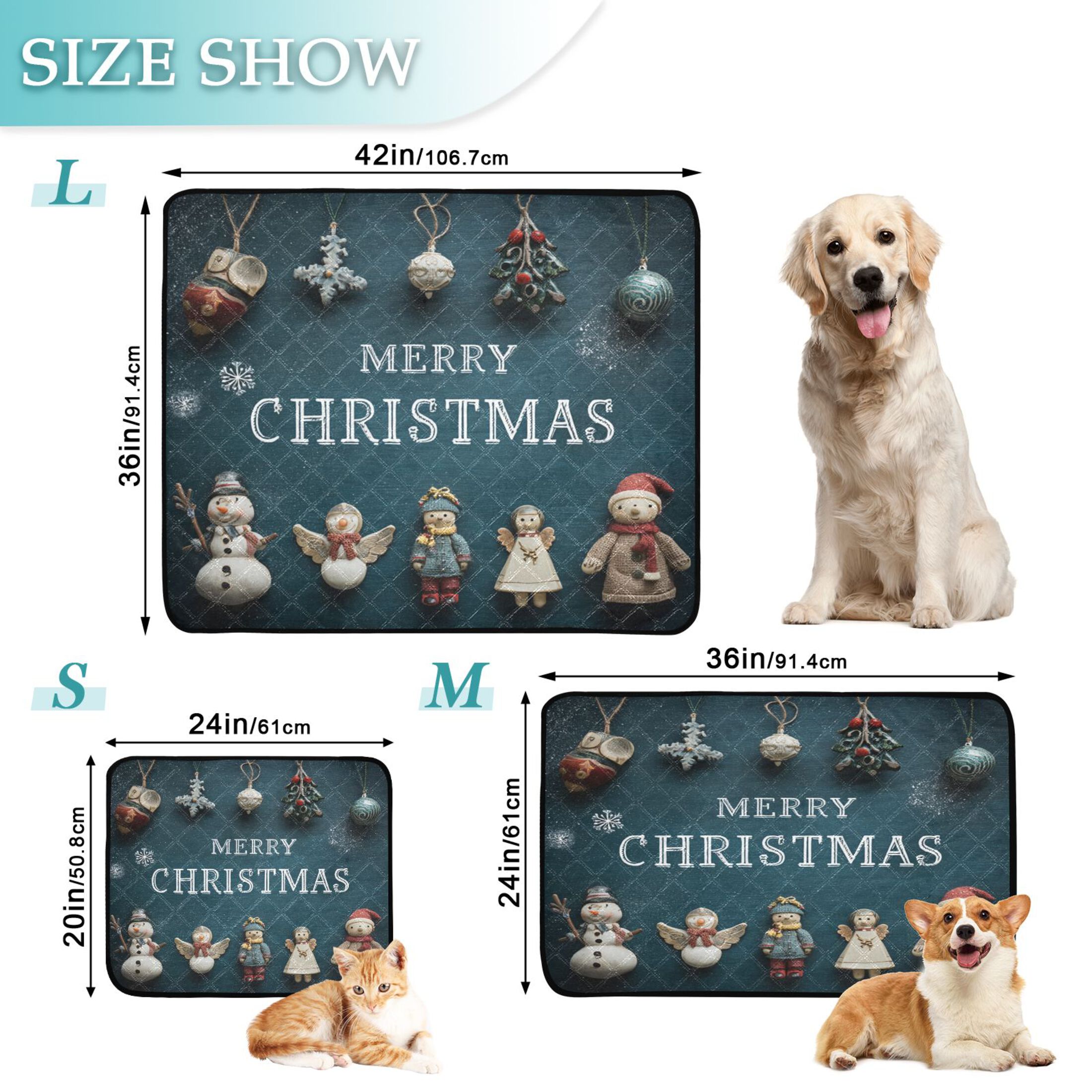 IAUYY Washable Pee Pads for Dogs Smallx3 Absorbent and Leak-Proof Non-Slip Reusable Puppy Pee Pads for Dogs Applicable to Playpen Potty Crate Christmas Scene
