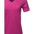 thumbnail image 4 of A2Y Women's Basic Solid Premium Cotton Short Sleeve V-neck T Shirt Tee Tops Magenta 3XL, 4 of 6