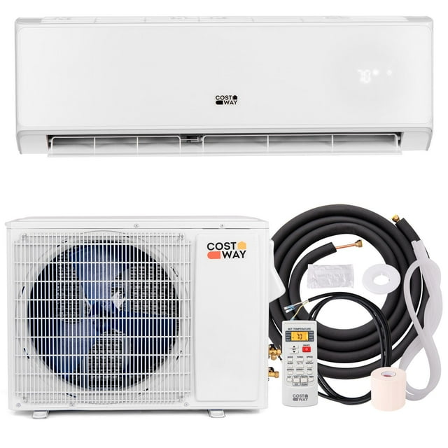 Costway Climatiseur et Chauffage Mini-Split 24000 BTU avec Thermopompe, Wi-Fi Activé, Blanc