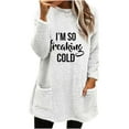 thumbnail image 2 of Usmixi Under $5 Plush Sweatshirt for Women Winter Womens Fleece Sweater Long Sleeve Crewneck Cozy Soft Plush Sweatshirt Fashion Letter Print Loose Thickened Pullover Tops with Pocket, 2 of 4