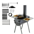 thumbnail image 1 of KFFKFF Alloy Steel Wood Burner, 118 inch, Compact Camping Tent Heater, Mobile Wood-Fired Stove with Chimney Tubes & Hand Protectors, 3000in³ Fire Chamber Outdoor Cooker and Warmer with 8 Tubes, 1 of 9