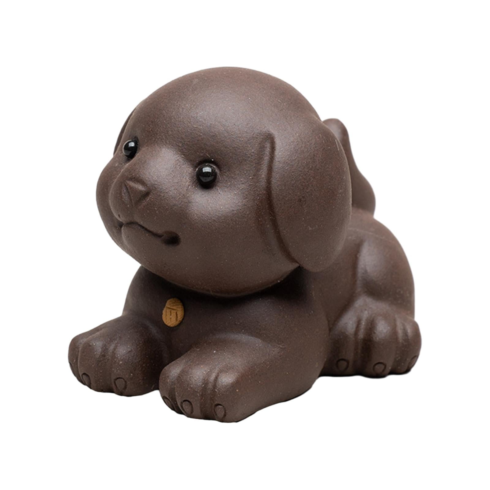 Esquirla Purple Sand Puppy Tea Pet Adorable Kungfu Tea Pet Gift Artwork Crafts Puppy Figurine Ornaments for Home Office Desk Tearoom Shelf violet