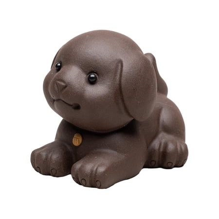 TISHITA Sand Puppy Tea Pet Adorable Kungfu Tea Pet Gift Artwork Crafts Puppy Figurine Ornaments for Home Office Desk Tearoom Shelf violet