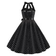 thumbnail image 5 of DHFJKG Dresses For Women Polka Dot Vintage 1950s Retro Swing Party Dress Halter Flowy A Line Midi Stylish Dresses, 5 of 5