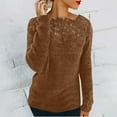 thumbnail image 1 of Women's Floral Lace Patchwork Knit Sweater Crewneck Lace Patchwork Solid Color Long Sleeve Casual Knit Pullover Sweater Tops, 1 of 6