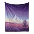 thumbnail image 1 of Northwoods Soft Flannel Fleece Throw Blanket, Mountain Scenery with Lonely Pine Tree River and Hills at the Back, Cozy Plush for Indoor and Outdoor Use, 60" x 80", Violet Pink Pale Grey, by Ambesonne, 1 of 6