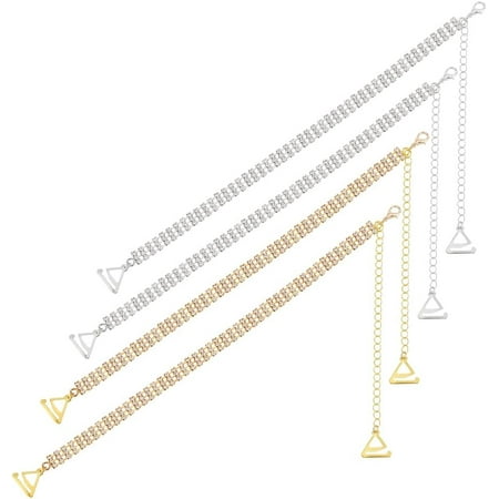 2 Pairs Rhinestone Strap Lingerie 2 Colors 10.62 inch(27 cm) Long Crystal Shoulder Strap with 5.62 inch(14.3 cm) Extender Bra Chain for Women Bridal Wedding Dress Accessories Multicolor DIY