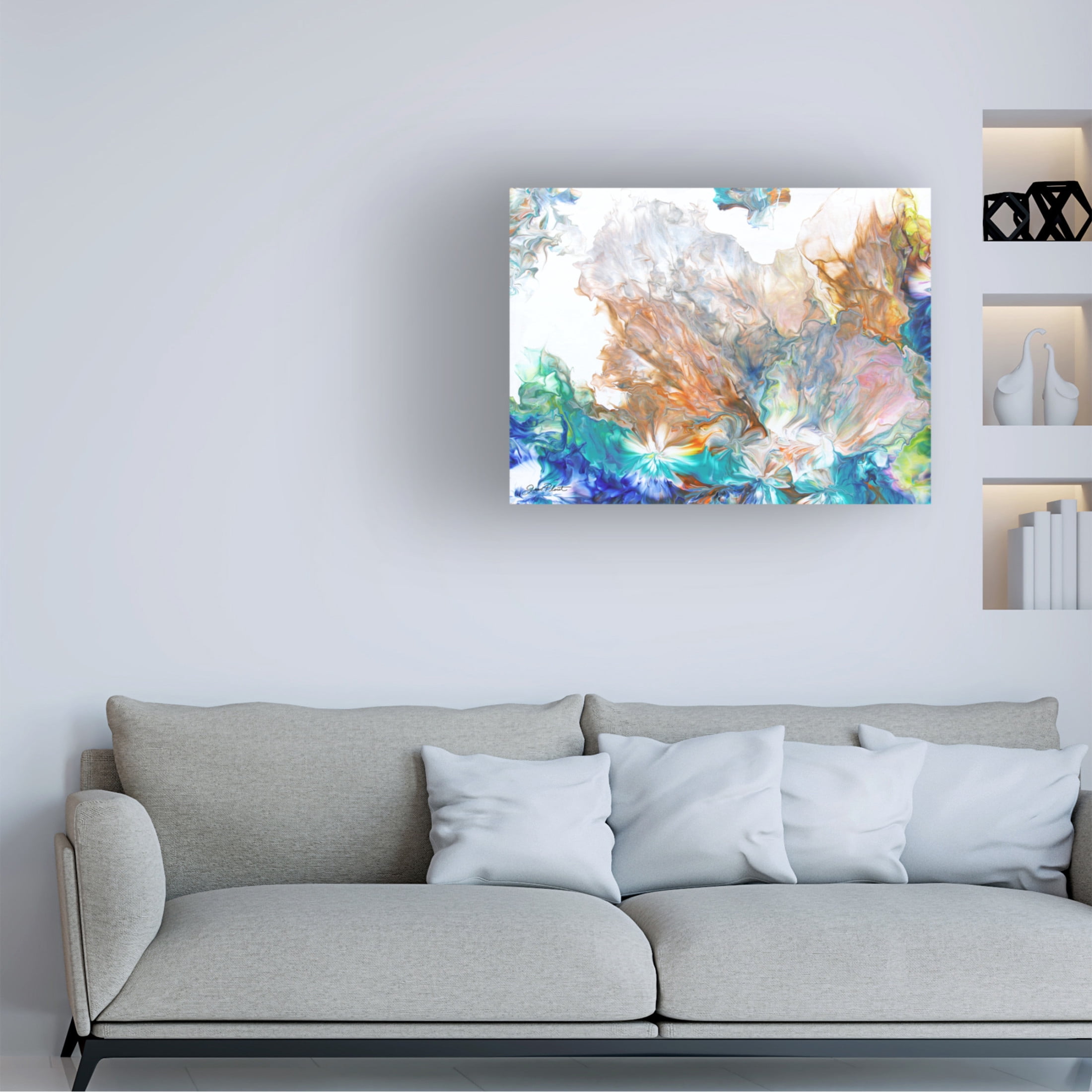 Canvas Wall Art - Jean Plout 'Abstract Pouring N' Wall Art for Living Room, Bedroom, or Office Décor by Trademark Fine Art - 24 x 18 Inches
